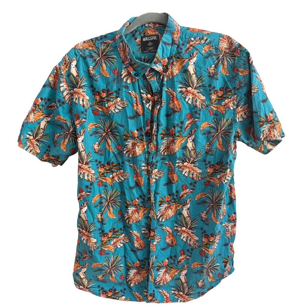 Massive Men's Tropical Bird Print Casual Shirt